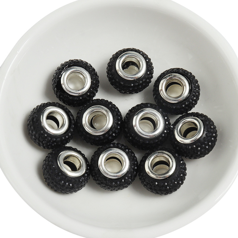 Pockmarked large hole beads black,14x8.5mm