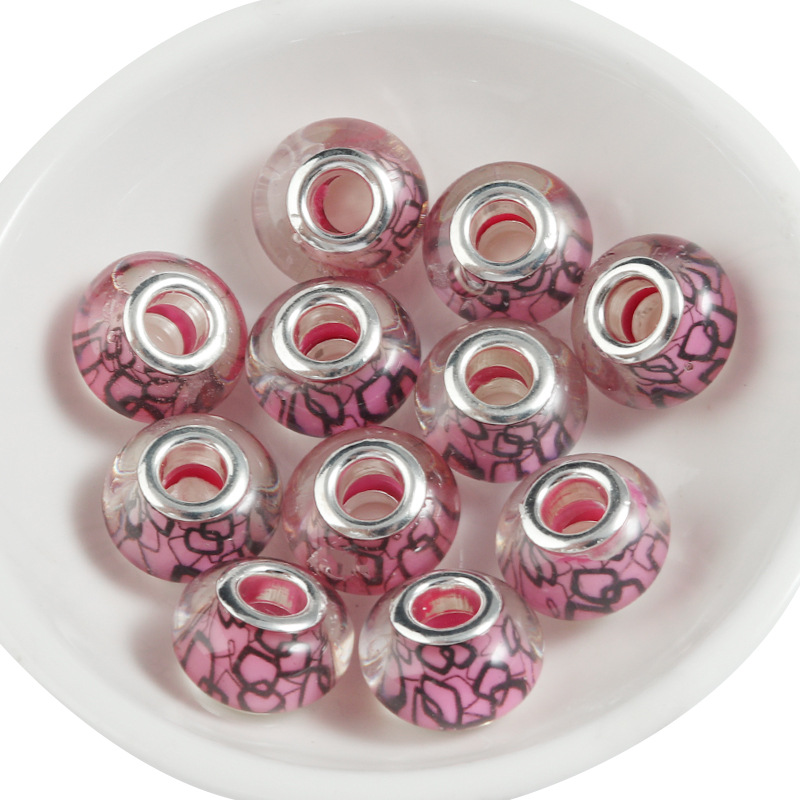 Square Big Hole Bead Rose Red,14x9mm