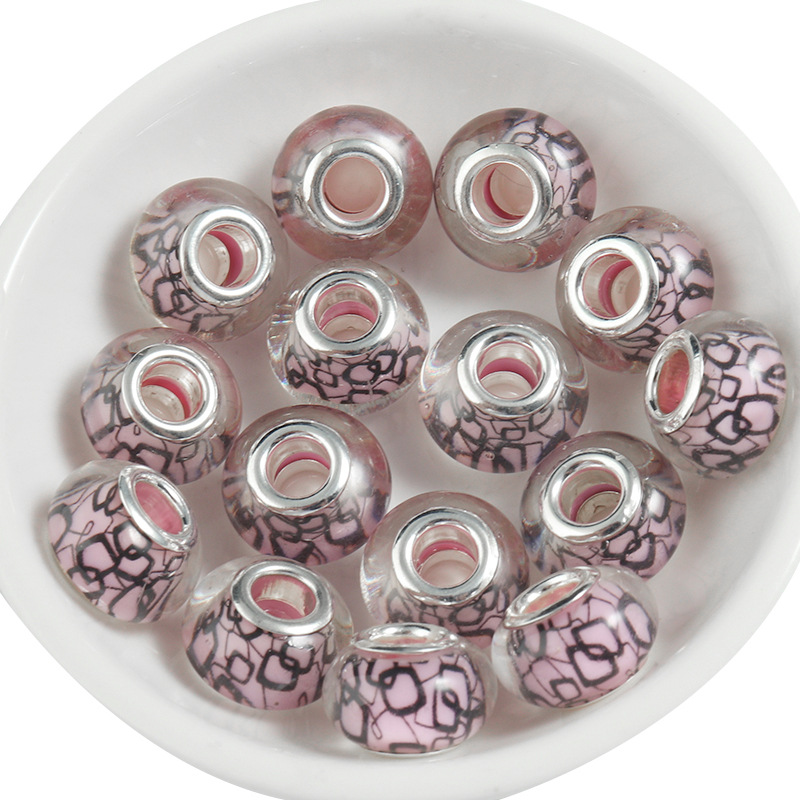 Square large beads pink,14x9mm