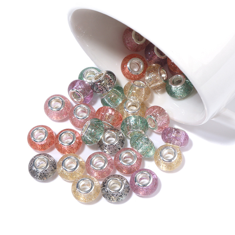 Color Dot Large Hole Beads Mixed Color,14x9.5mm