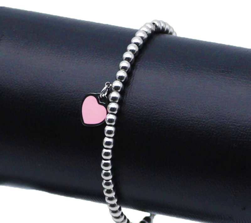 Pink heart bracelet 19cm