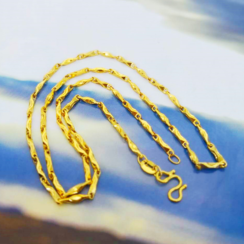 1:2mm sand gold ingot chain,Length 45cm