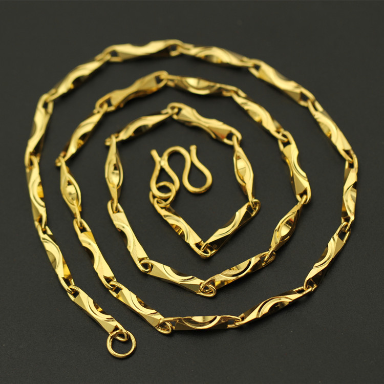 2:2.5mm sand gold ingot chain,Length 50cm