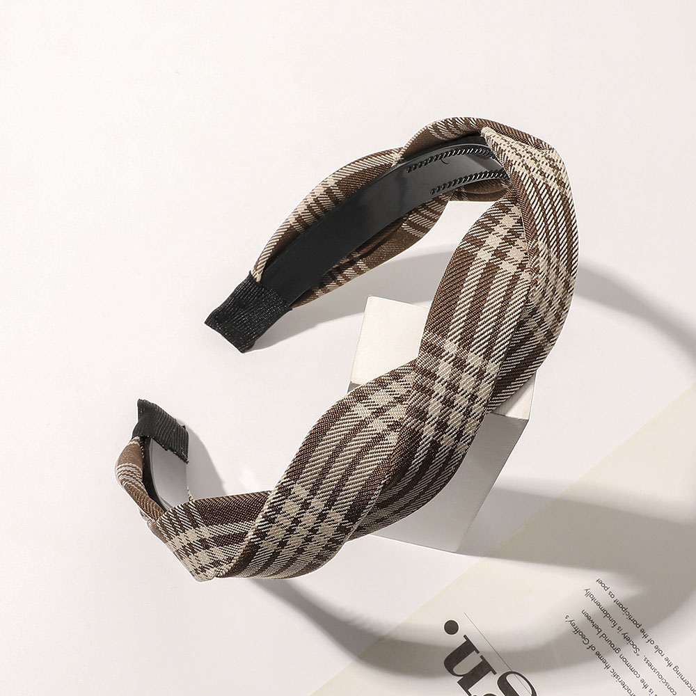 7:Coffee color twist hair band-houndstooth caramel3