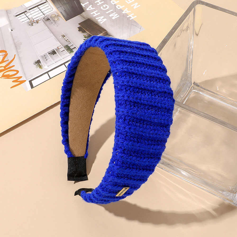 1:Wool Striped Hair Band-Royal Blue