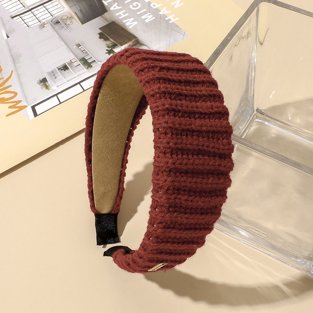2:Woolen Striped Hairband-Caramel