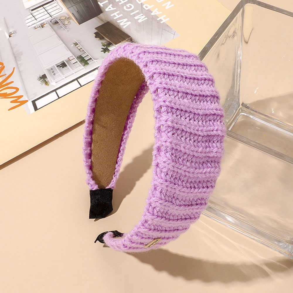 Wool striped headband-light purple