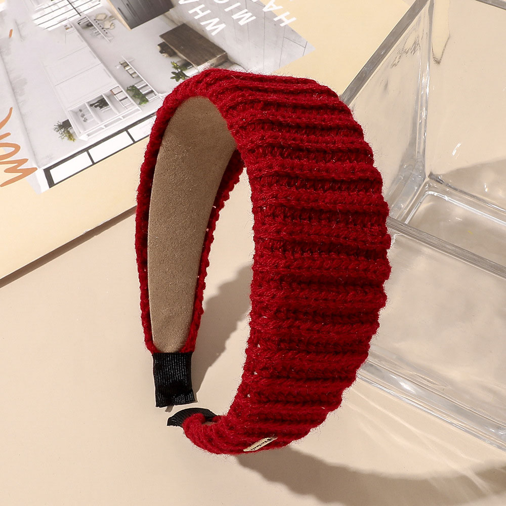 Wool Striped Headband-Burgundy