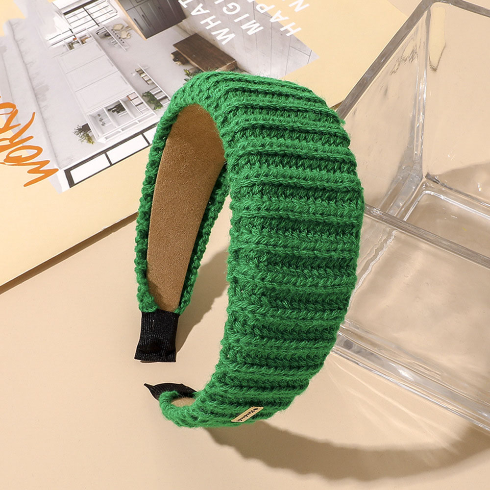 7:Wool Striped Headband-Forest Green