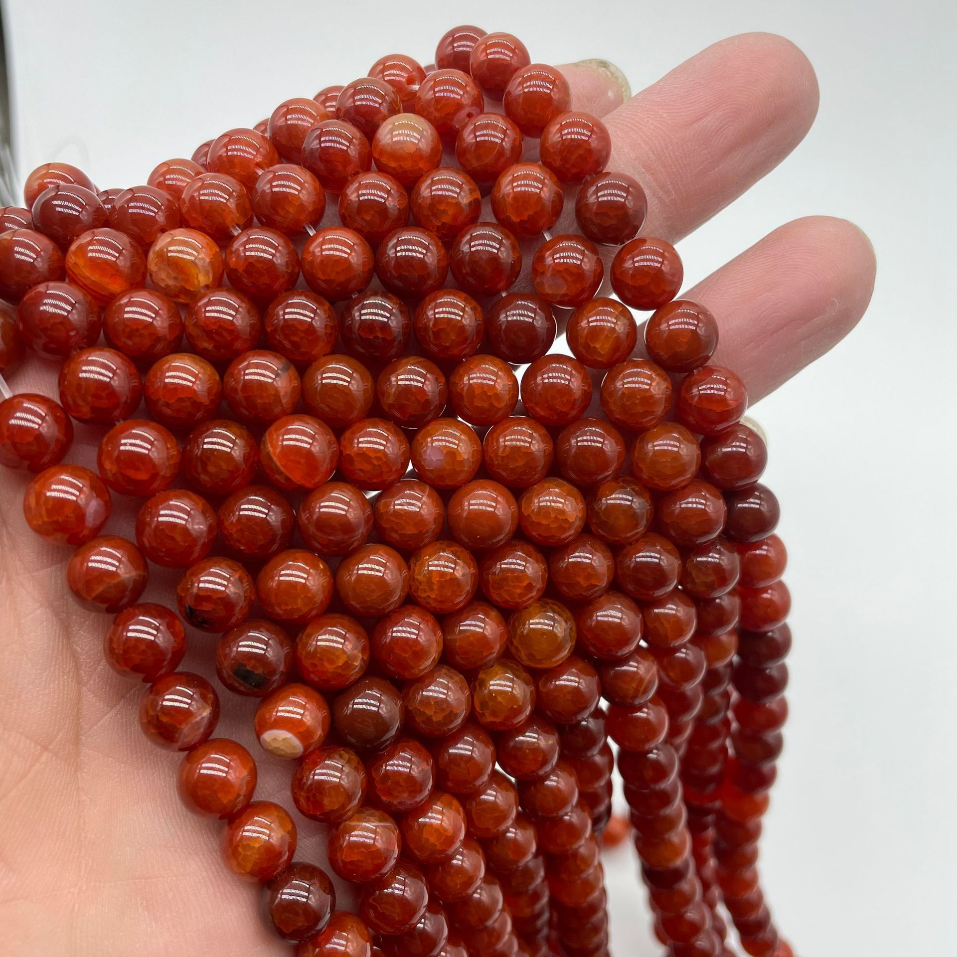 Red ice flower agate 10mm (about 37 pieces)