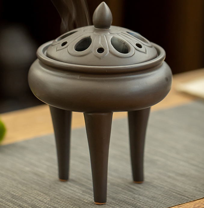 Lotus three-legged stove, antique