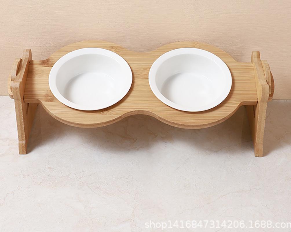 Medium double bowl   bamboo frame
