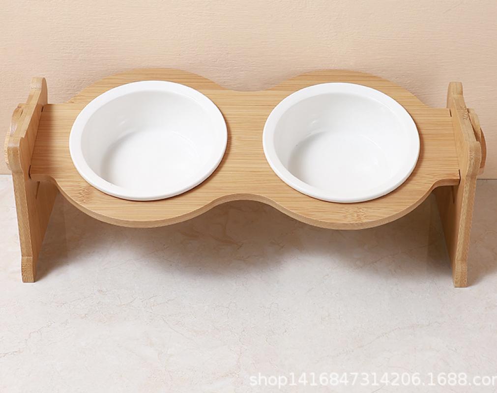 Large double bowl   bamboo frame