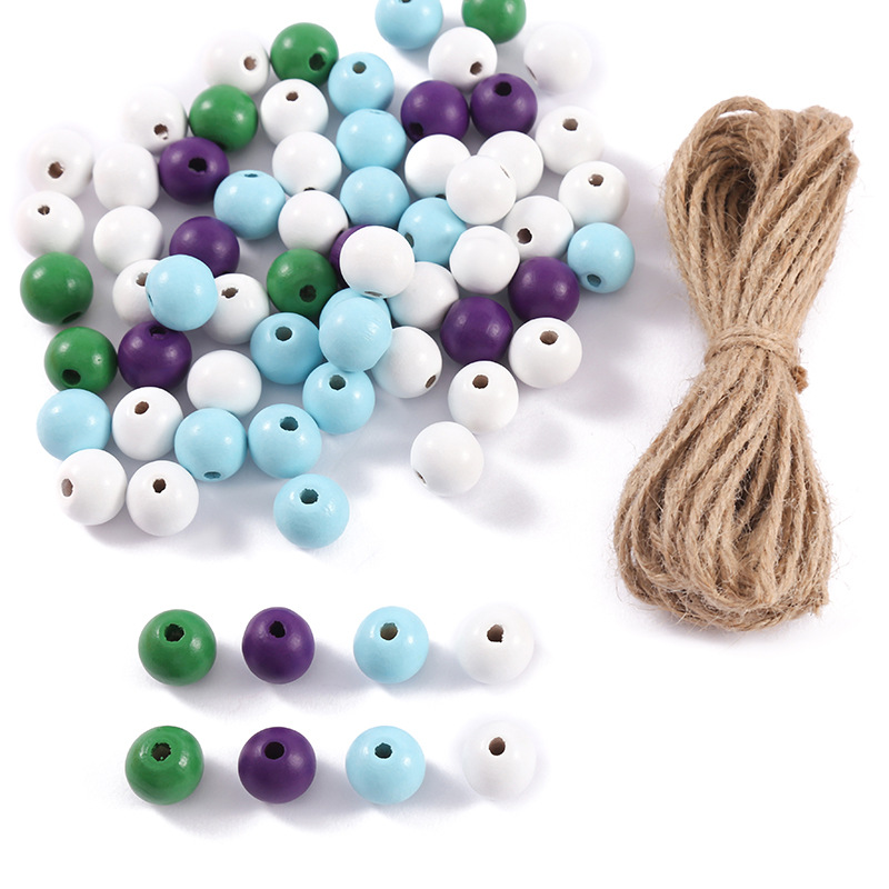 Blue-purple wooden beads with a diameter of 16mm,