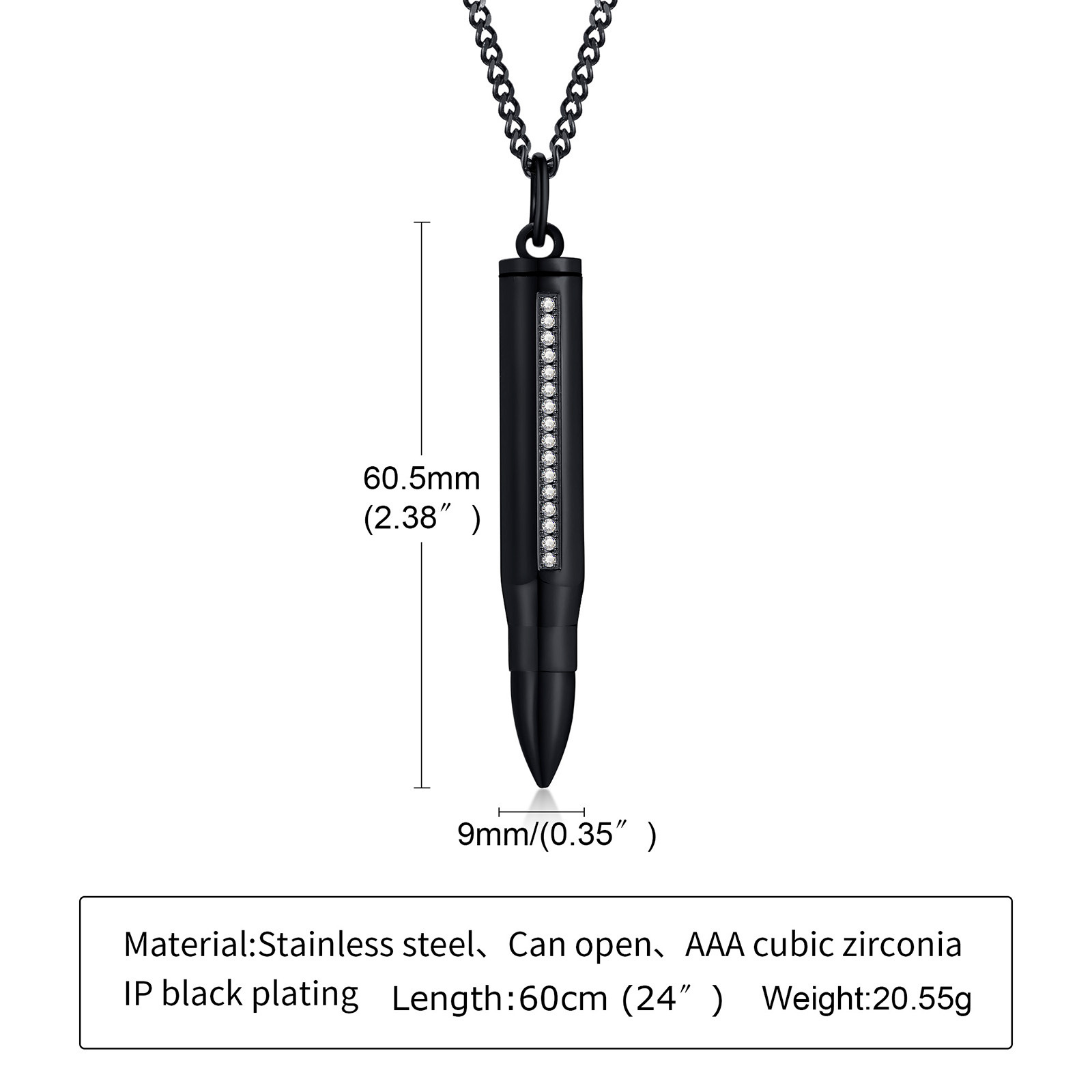 Black pendant + O word chain 60CM