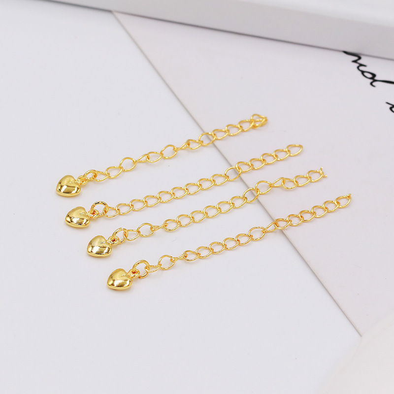 Style 9 solid heart extension chain 18K real gold