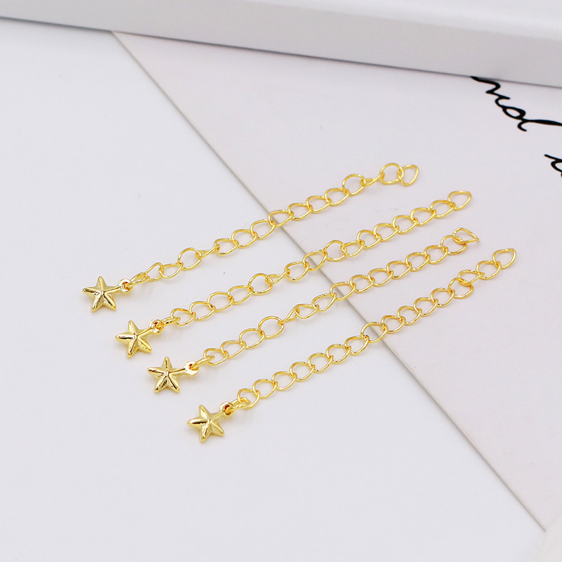 10:Style 10 three-dimensional five-pointed star extension chain 18K gold tail chain extension chain