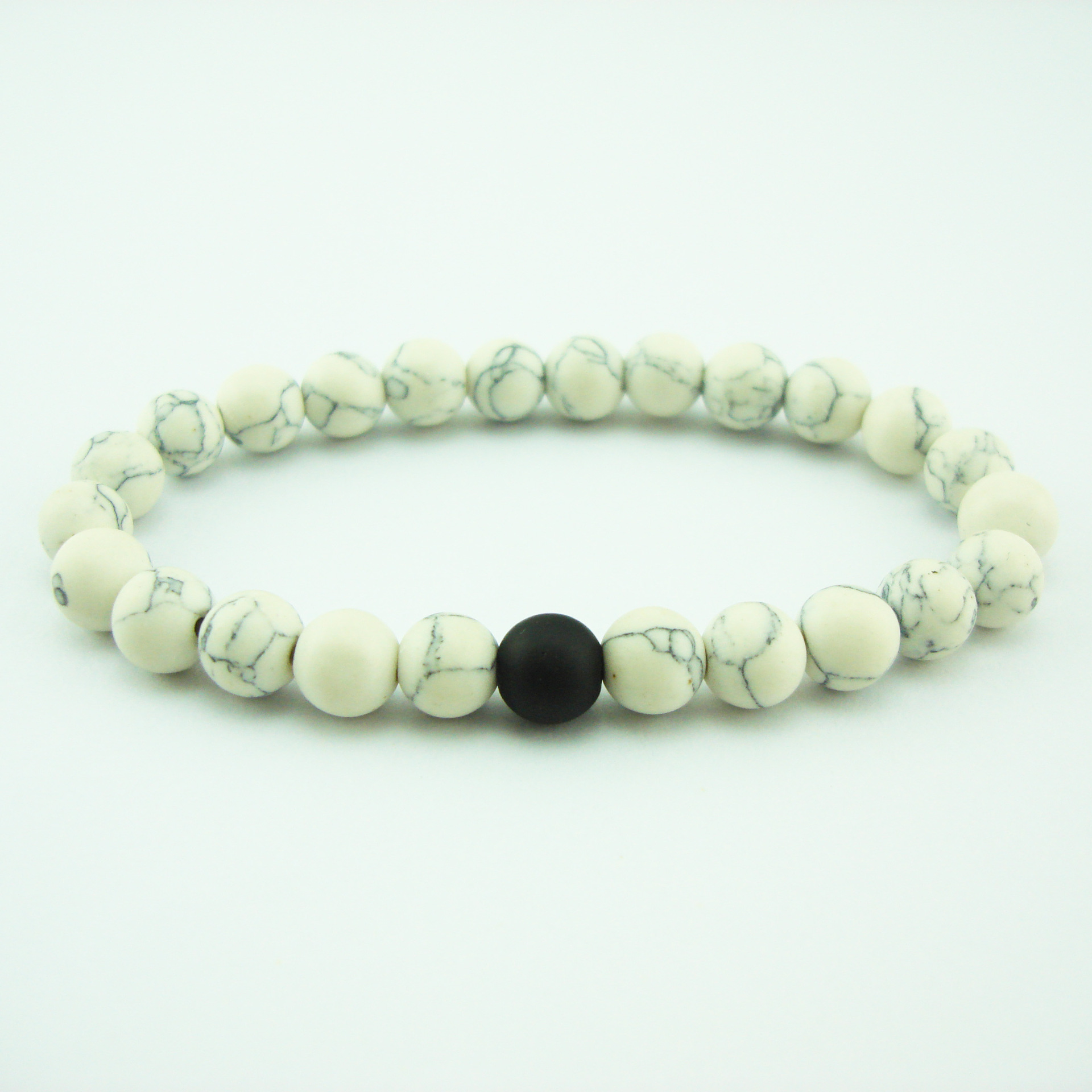 White turquoise and frosted black agate