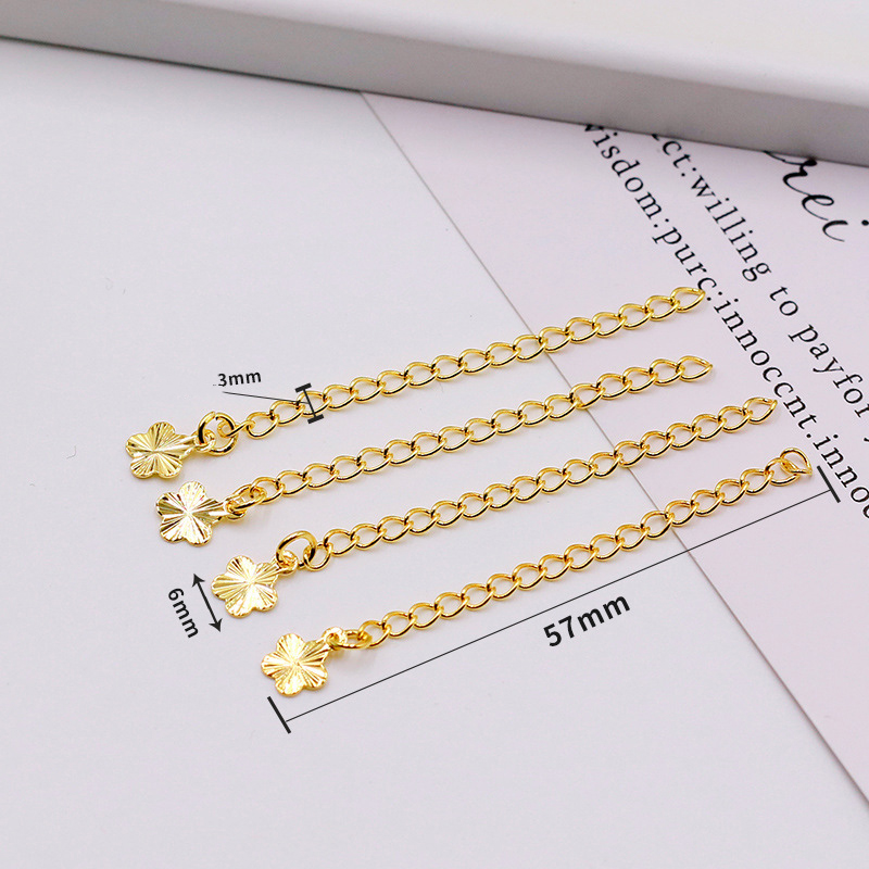 Style 2 corrugated plum 18K real gold tail chain extension chain