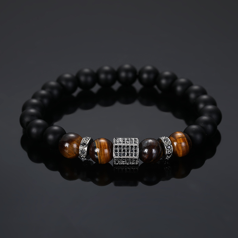 6:Silver micro-inlaid frosted black beads