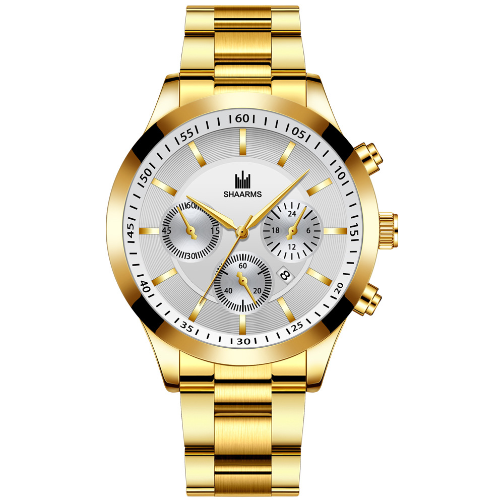 Gold steel with gold case white face gold needle