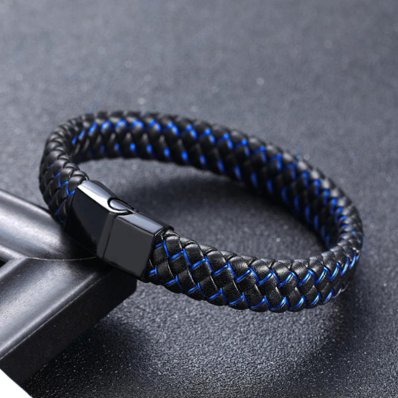 Black button blue wire