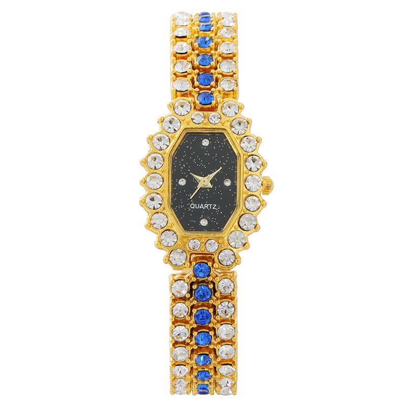 Black plate gold with blue diamonds