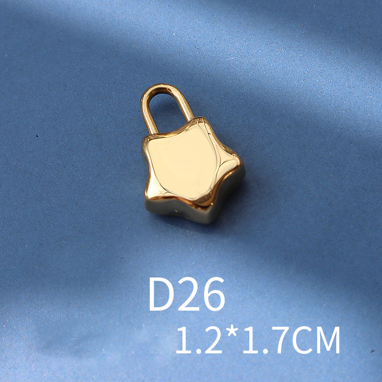13:D26 Golden Big Five-pointed Star Lock 1.2x1.7cm