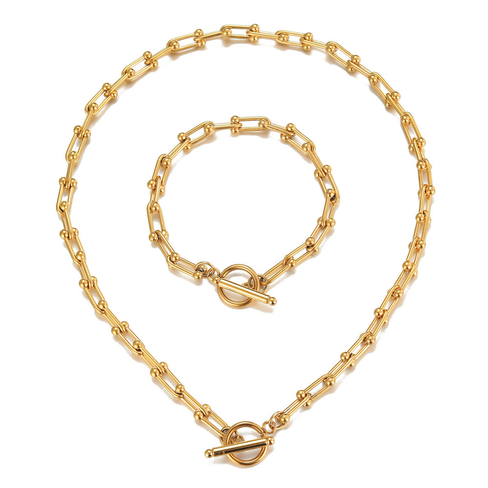 ALGD461-45cm necklace + 16cm bracelet gold