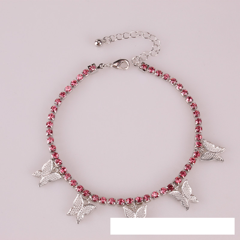 Anklet pink diamond silver