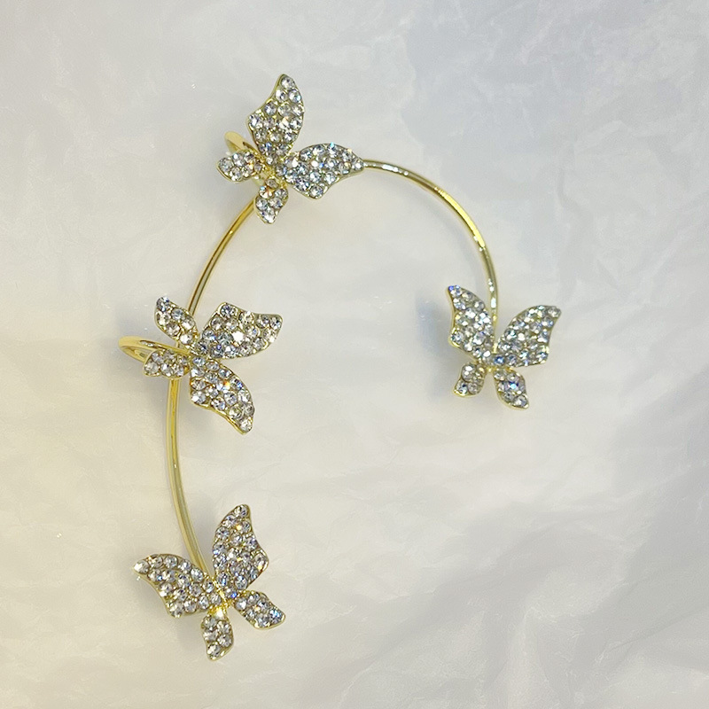 8:H Section - Gold Rhinestone Ear Hanging Right Ear
