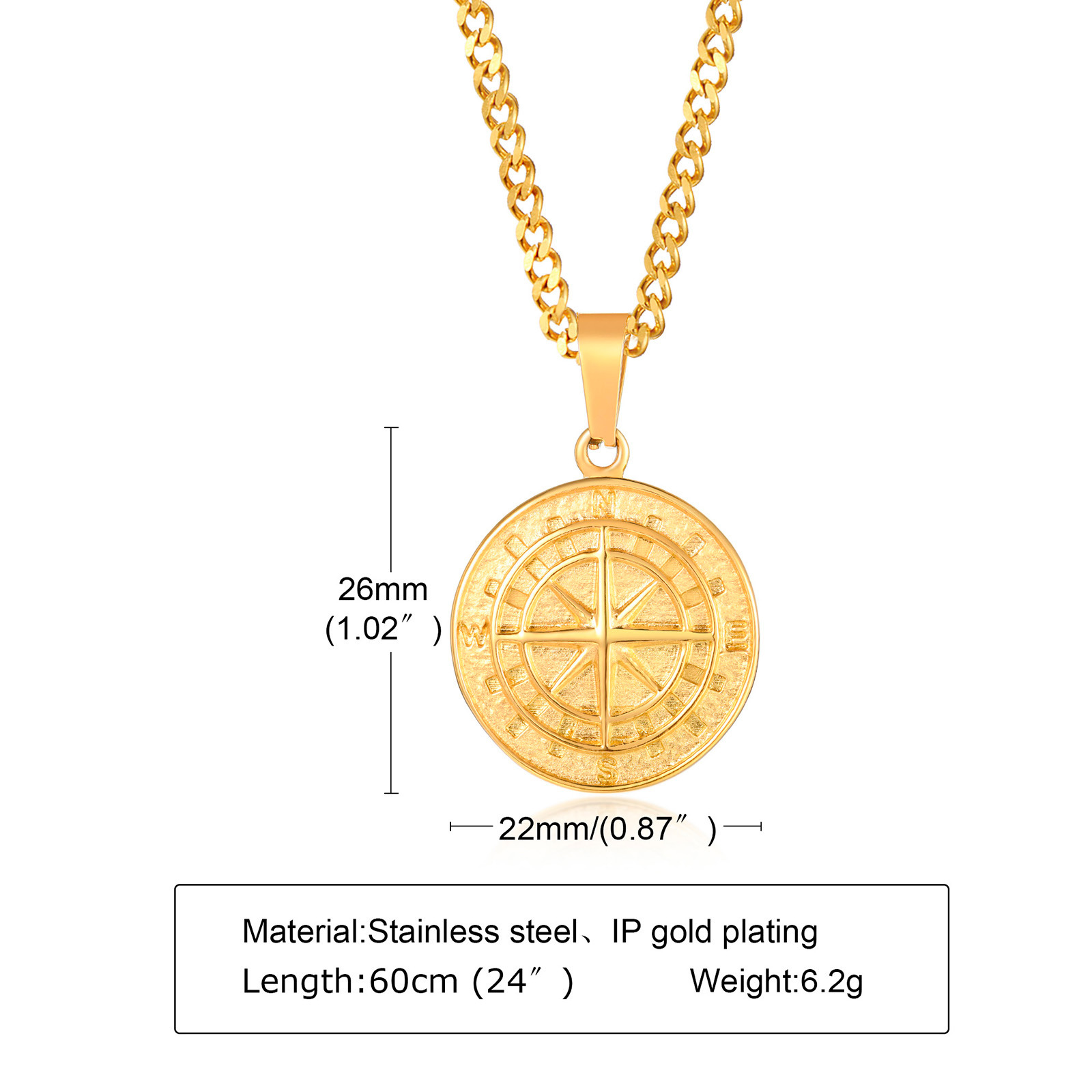 Gold pendant with grinding chain 60CM