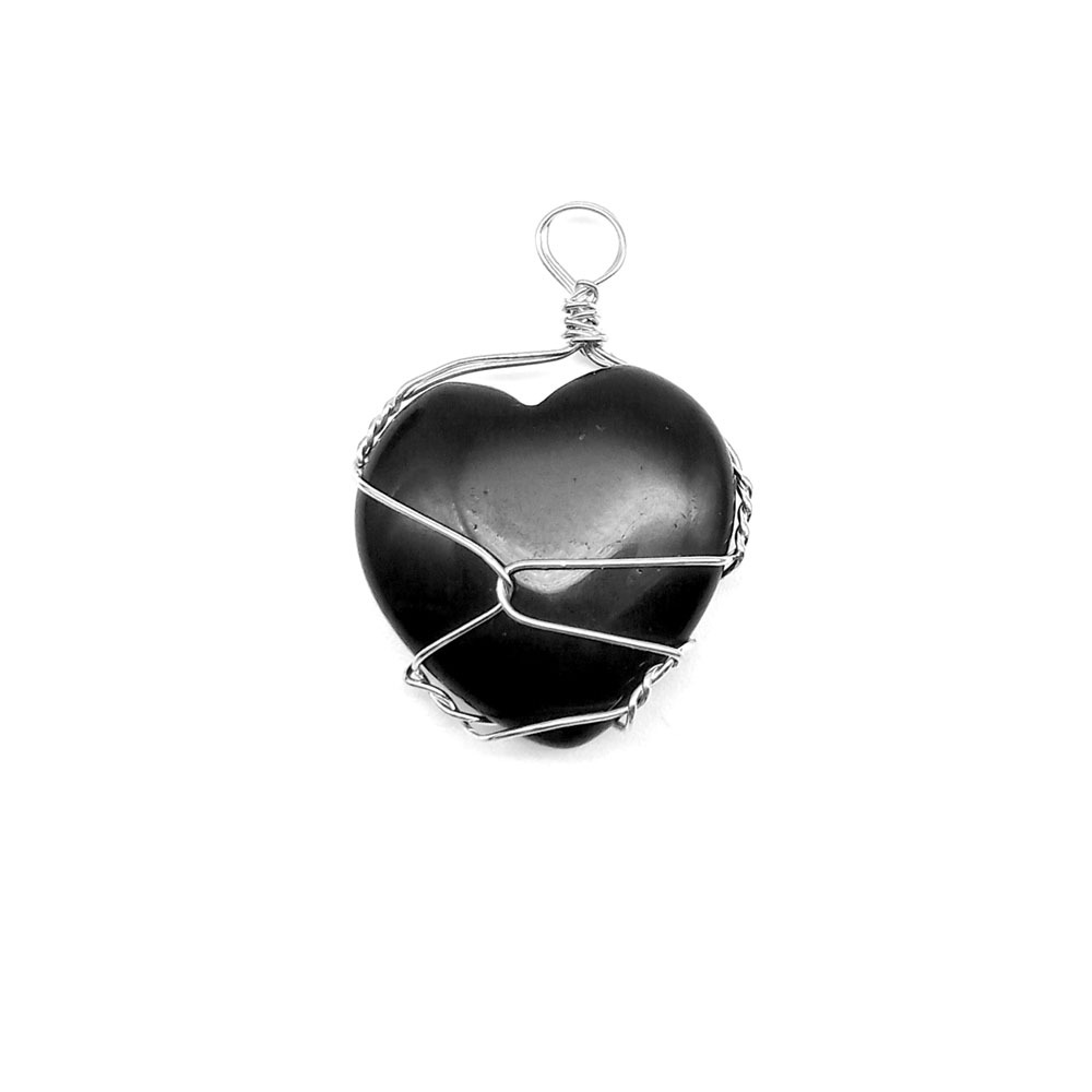 Obsidian (Heart) finished product (with chain)