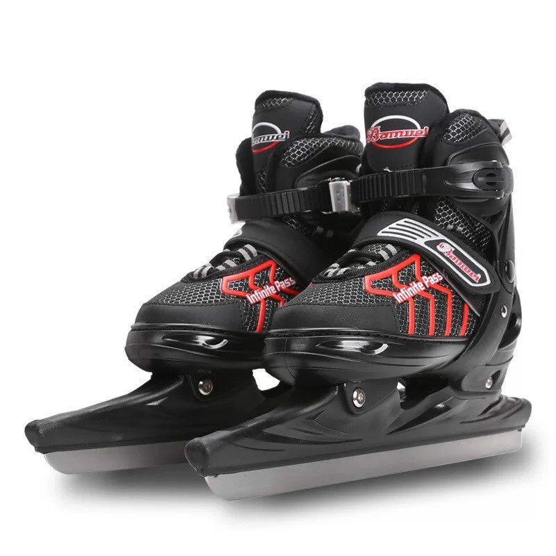 speed skating blade shoes black red