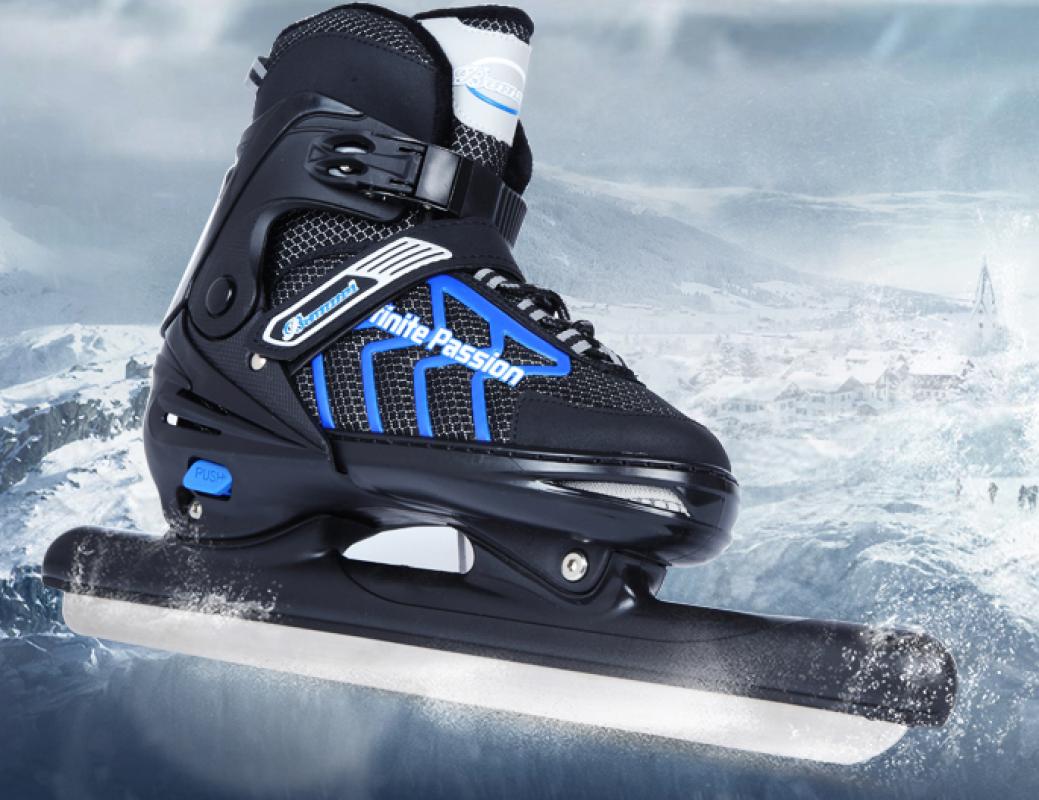 speed skating blade shoes black and blue