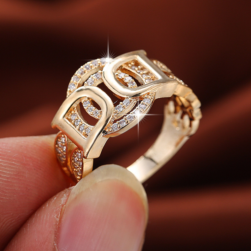 F gold color plated ring 6