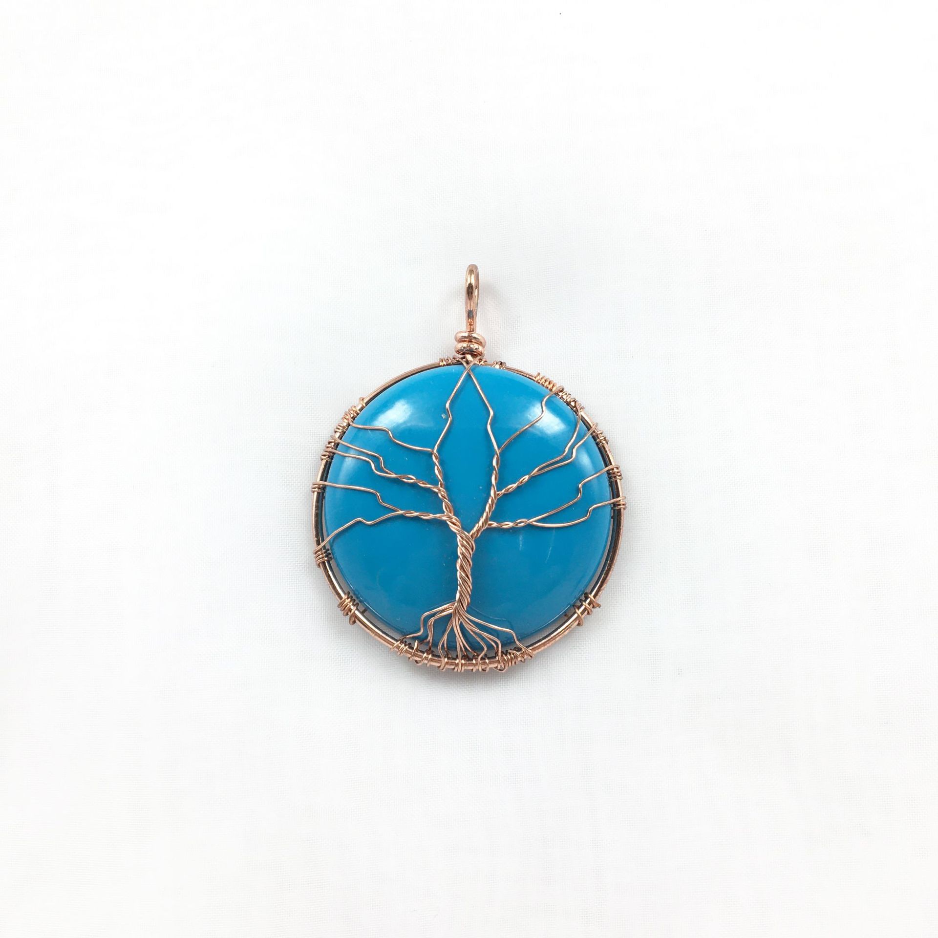 Blue Stone Rose Gold Tree of Life