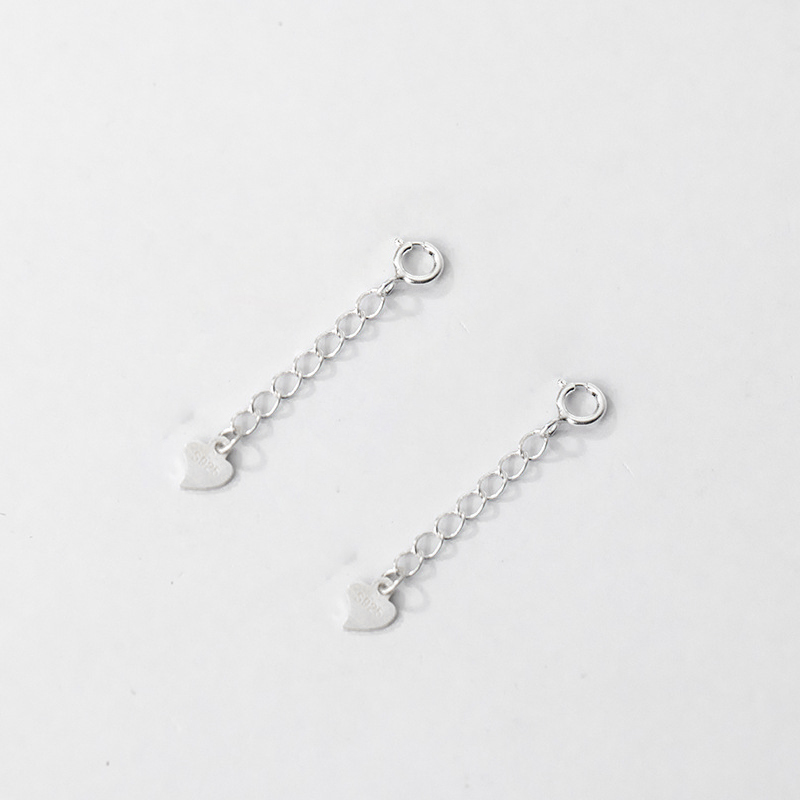 Silver heart-shaped extension chain 3mm