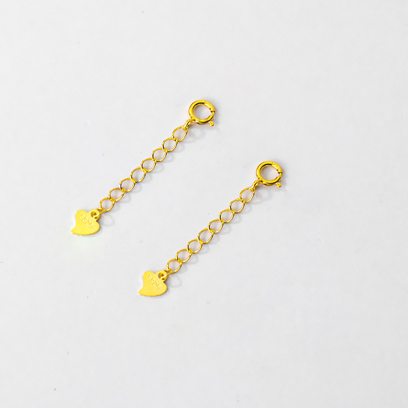 gold heart-shaped extension chain 3mm