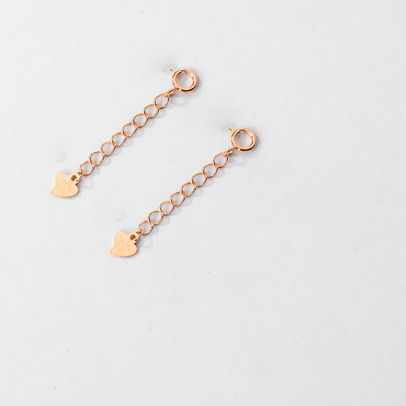rose gold color heart-shaped extension chain 3mm couleur or rose
