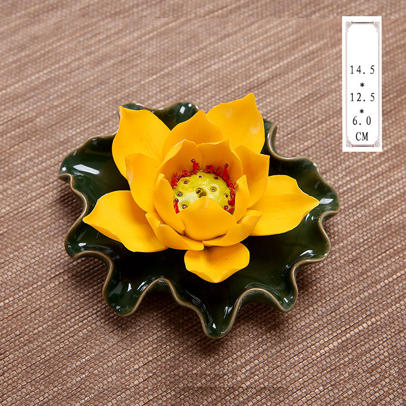 Yellow lotus flower + dark green base (single hole