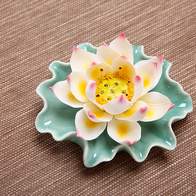 3:Pink and white lotus flower   cyan base (three holes)