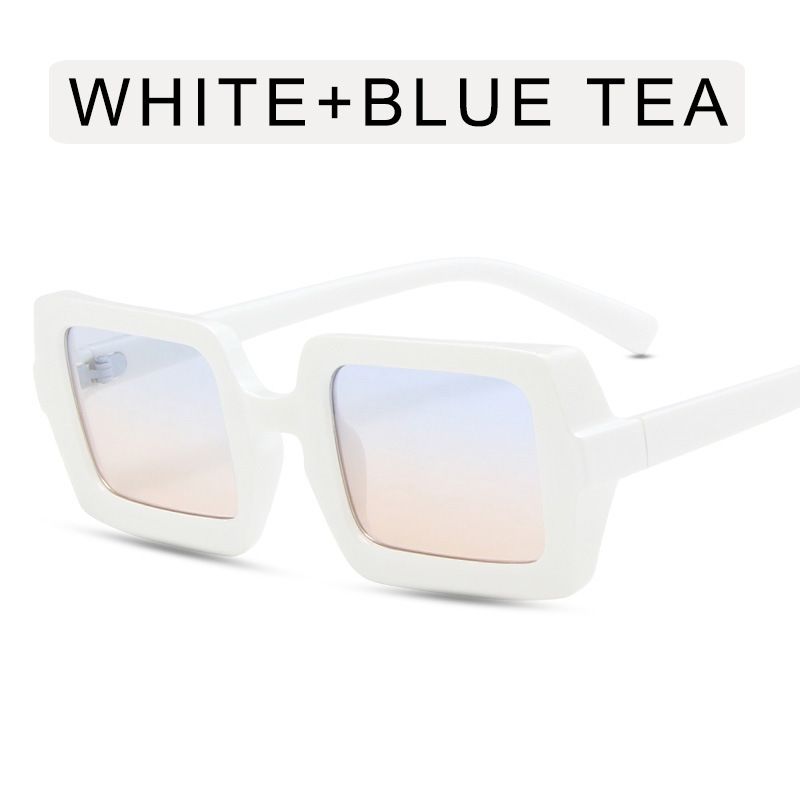 Solid white frame with blue tea on top