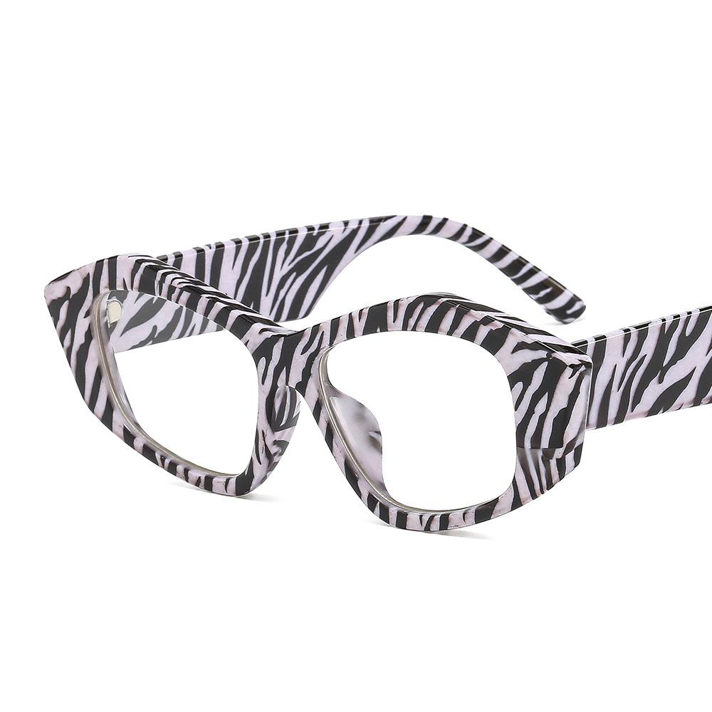 zebra pattern frame transparent lens