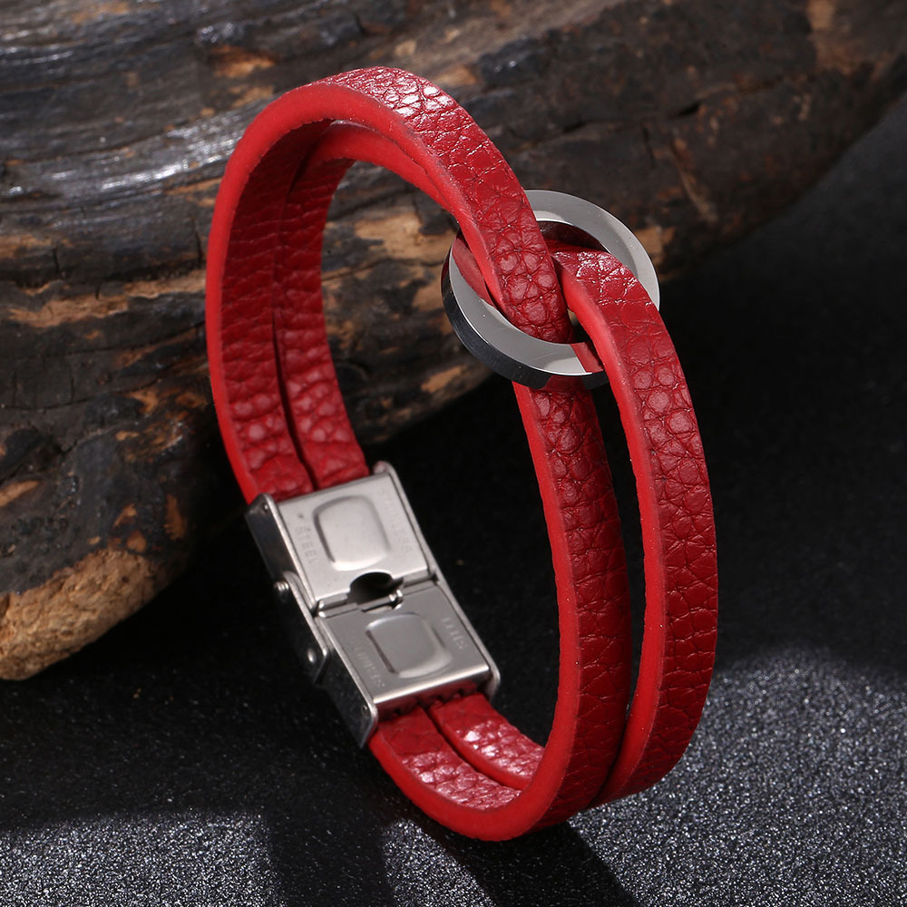 Red leather [steel color]: 175mm [inner circumfere