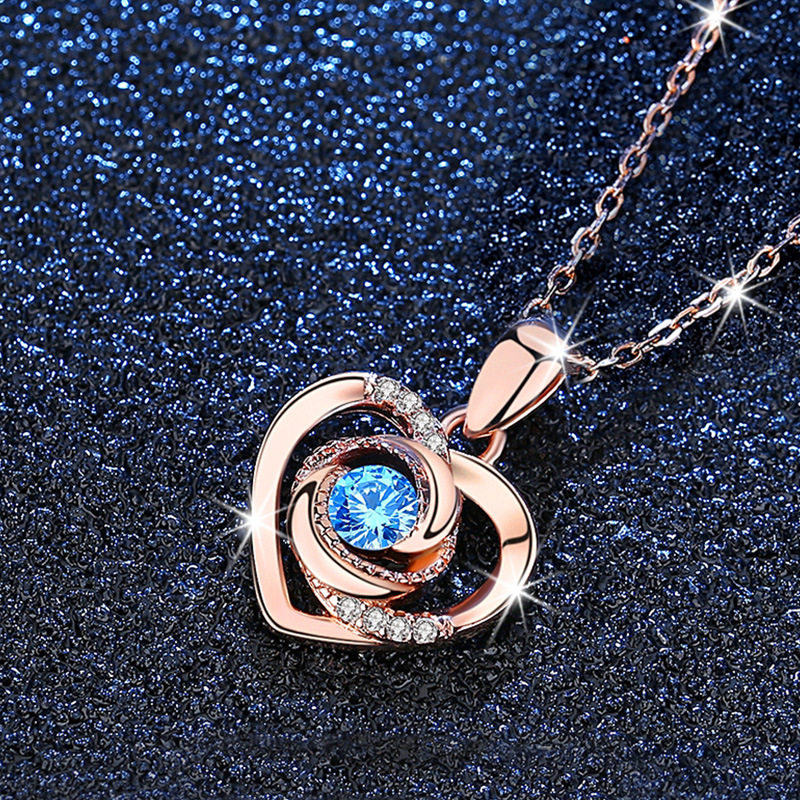 rose gold plated with blue rhinestone pendant (wit or rose plaqué avec strass bleu