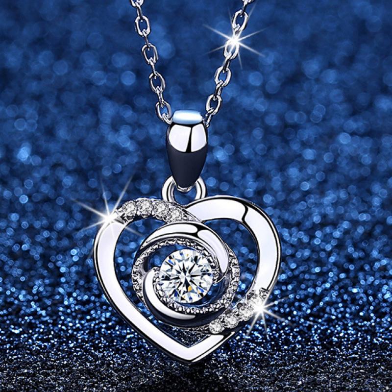 platinum color with clear rhinestone pendant (with