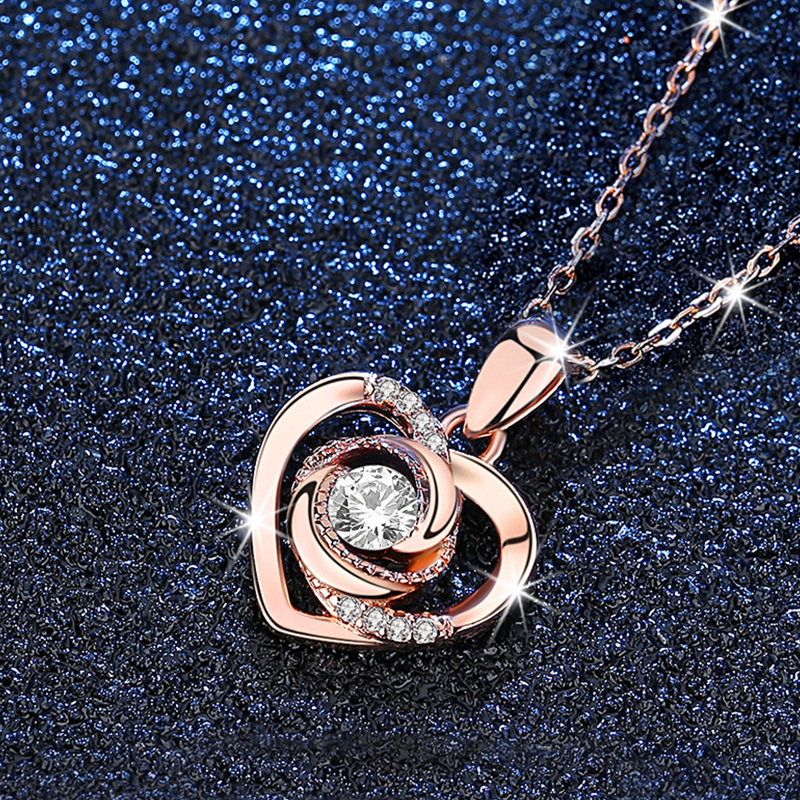 rose gold color with clear rhinestone pendant (wit rose couleur or avec strass clair
