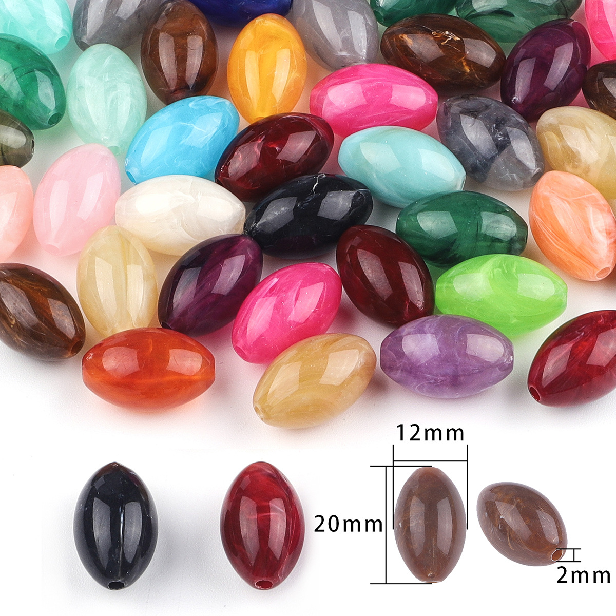 Oval beads 20x12mm aperture about 2mm random color mixing 20 pcs/pack