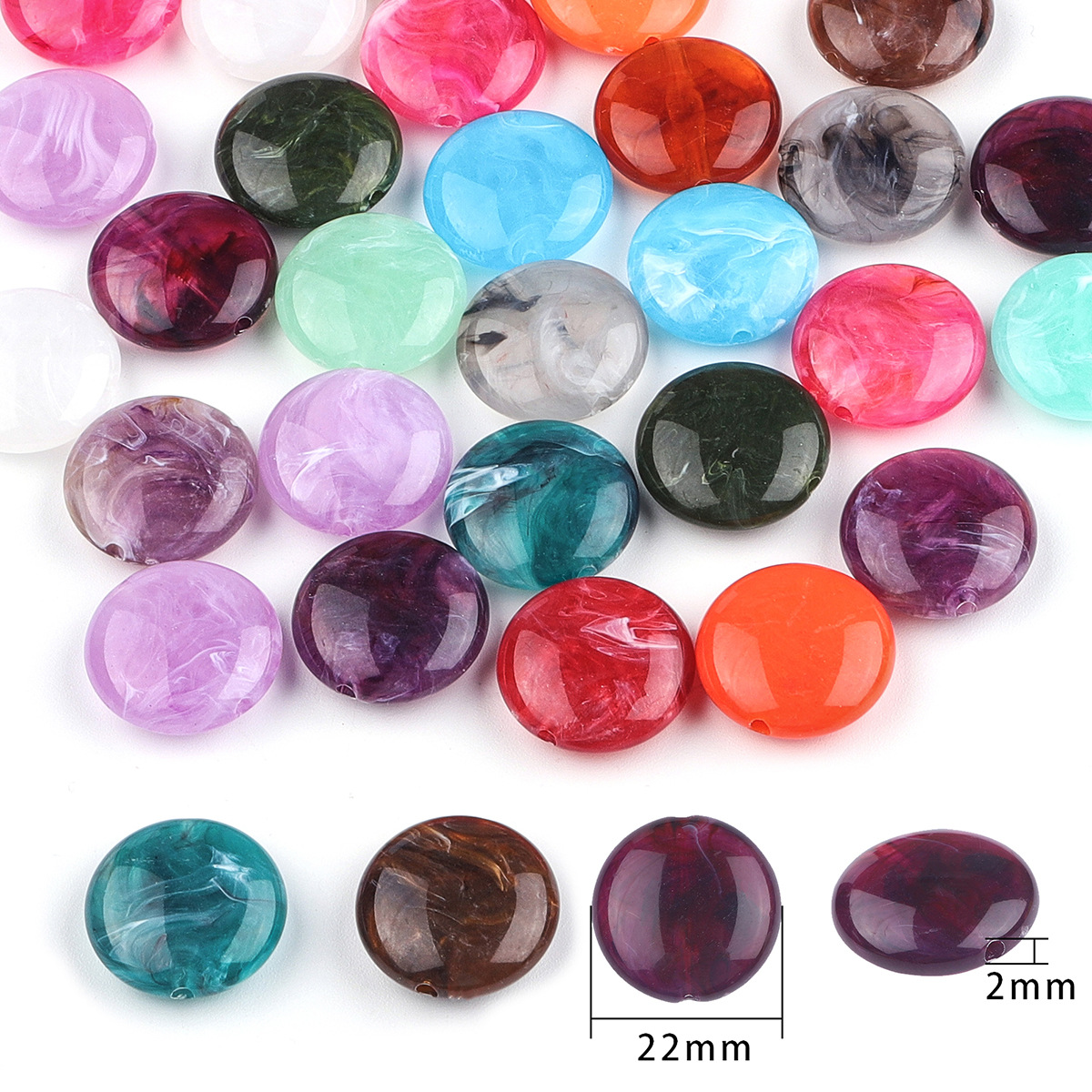 6:Oblate diameter about 22mm diameter about 2mm random color mixing 10 pcs/pack